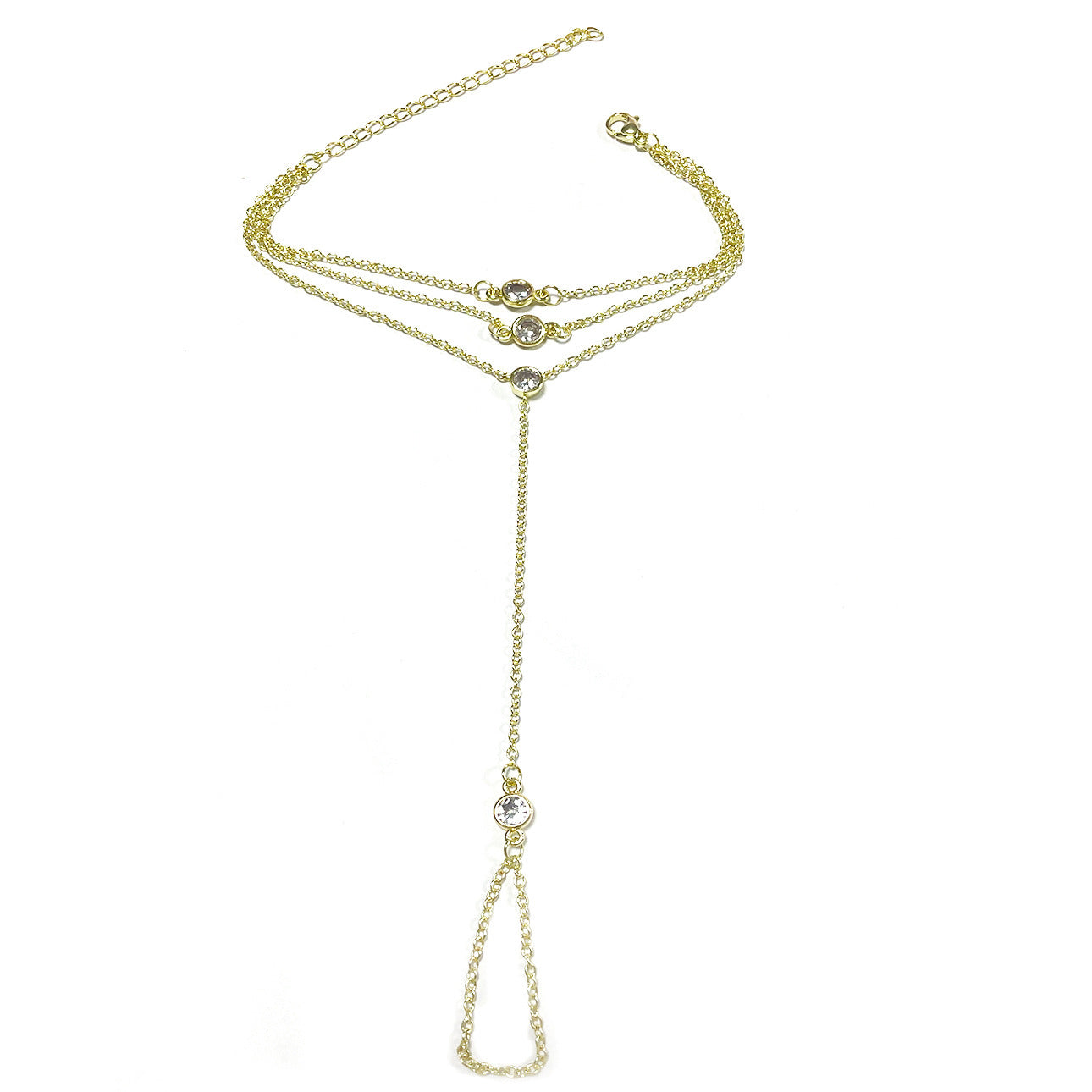 Round Zircon Finger Chain With Three Layers ab383cf0 f76a 4810 ac57 d9bd0d20685f