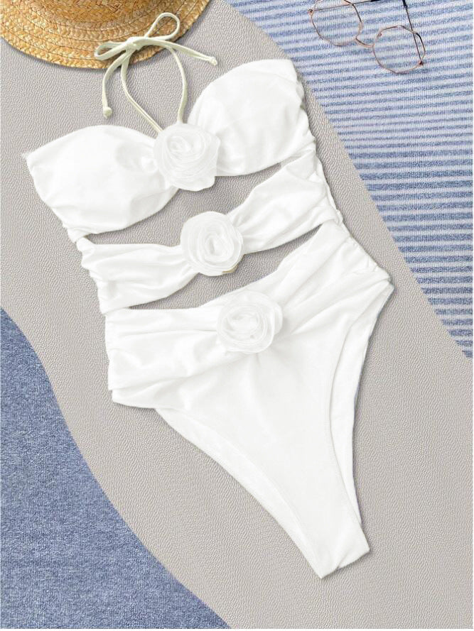 Ladies Hot Spring Three-dimensional Flower BIKINI One-piece Swimsuit ab3f80f7 bd30 48d9 b62b e600b3c5b46d