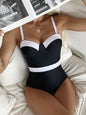 Push Up Contrast Color Fashion Bikini One-piece Swimsuit ab4dbb20 d383 4fbf 89bb 3ae4418175e1