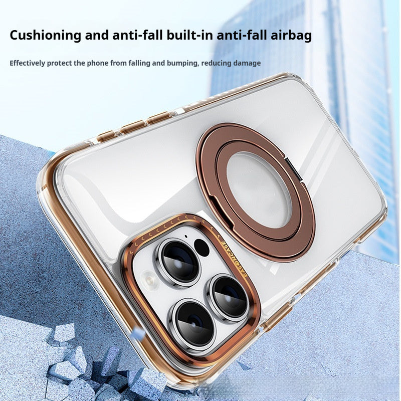 Phone Case Transparent 360 Magnetic Rotating Bracket Drop-resistant - 图片 2