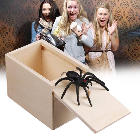 Prank Spider Wooden Scare Box Trick Play Joke Lifelike Surprise April Fools' Day Funny Novelty Toys Gags Practical Gifts ab6c