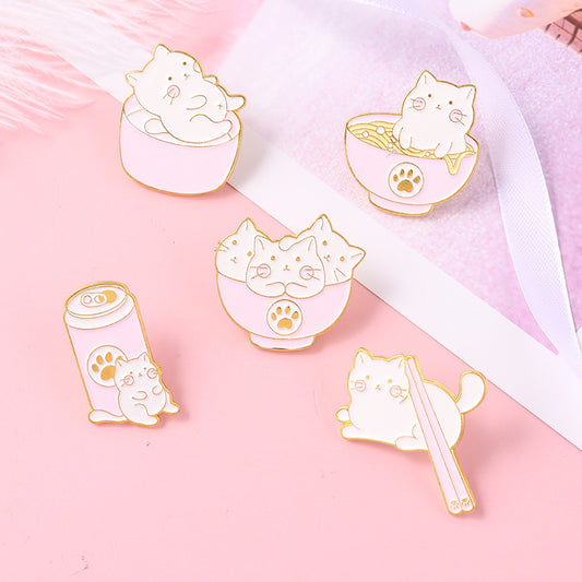 Kitty Brooch Bowl Cat Badge Golden M Badge Clothing Accessories Corsage Small Collar Pin abc46872 15f1 429e 8b5a 8e162f82c9d3