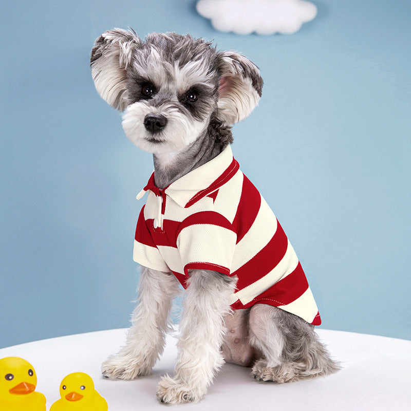 Pet Dog Polo Shirt Striped Beaded Lapel Elastic abf3b9c1 8c2b 4366 80bf 32b0f896b684