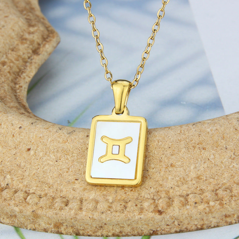 Stainless Steel Square Shell Zodiac Necklace abfeef3d 64ed 45e5 82f4 cd1c8c790306