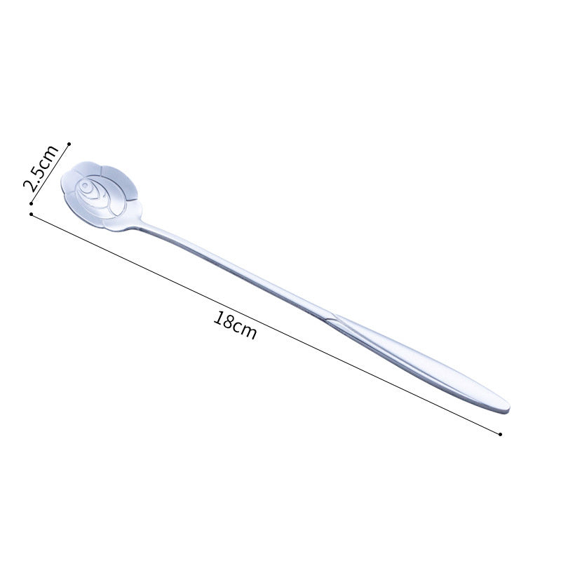 Stainless Steel Korean Spoon Long Handle Cherry Blossom Stirring ac11241e 488d 45b5 8449 c0cddeb2fcd5
