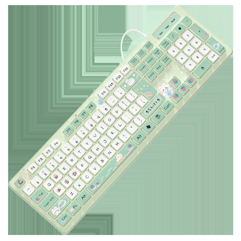 Milk Tea Rabbit Cute Chocolate Wired Keyboard - 图片 5