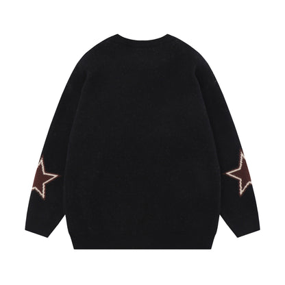 Vintage Star Letters Jacquard Round Neck Sweater ac251261 3374 4b3d a817 56957b3ec610