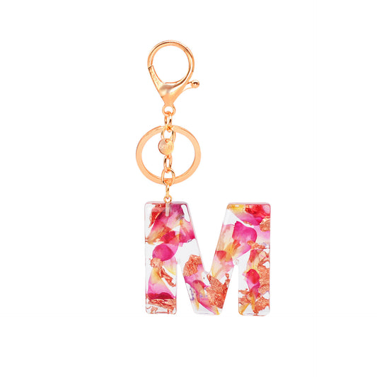 Petal Resin Keychain English Alphabet Pendant ac458d01 8d47 4ddc 9c81 36cb9142d9f2