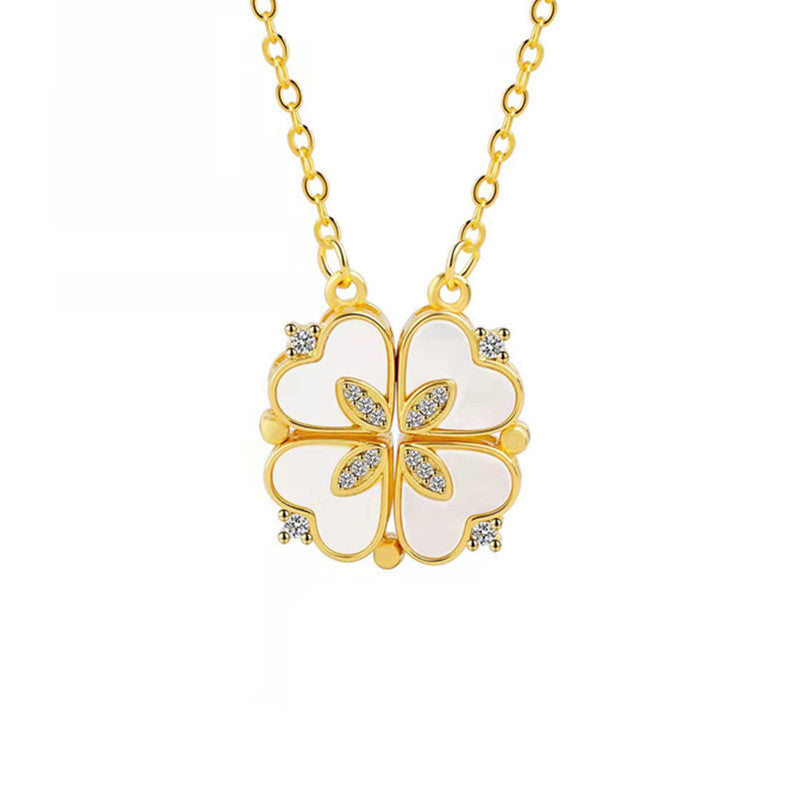 Net Red Clover Enamel Necklace Female ac4b9133 68e2 4d63 aa86 38f3eb9af851
