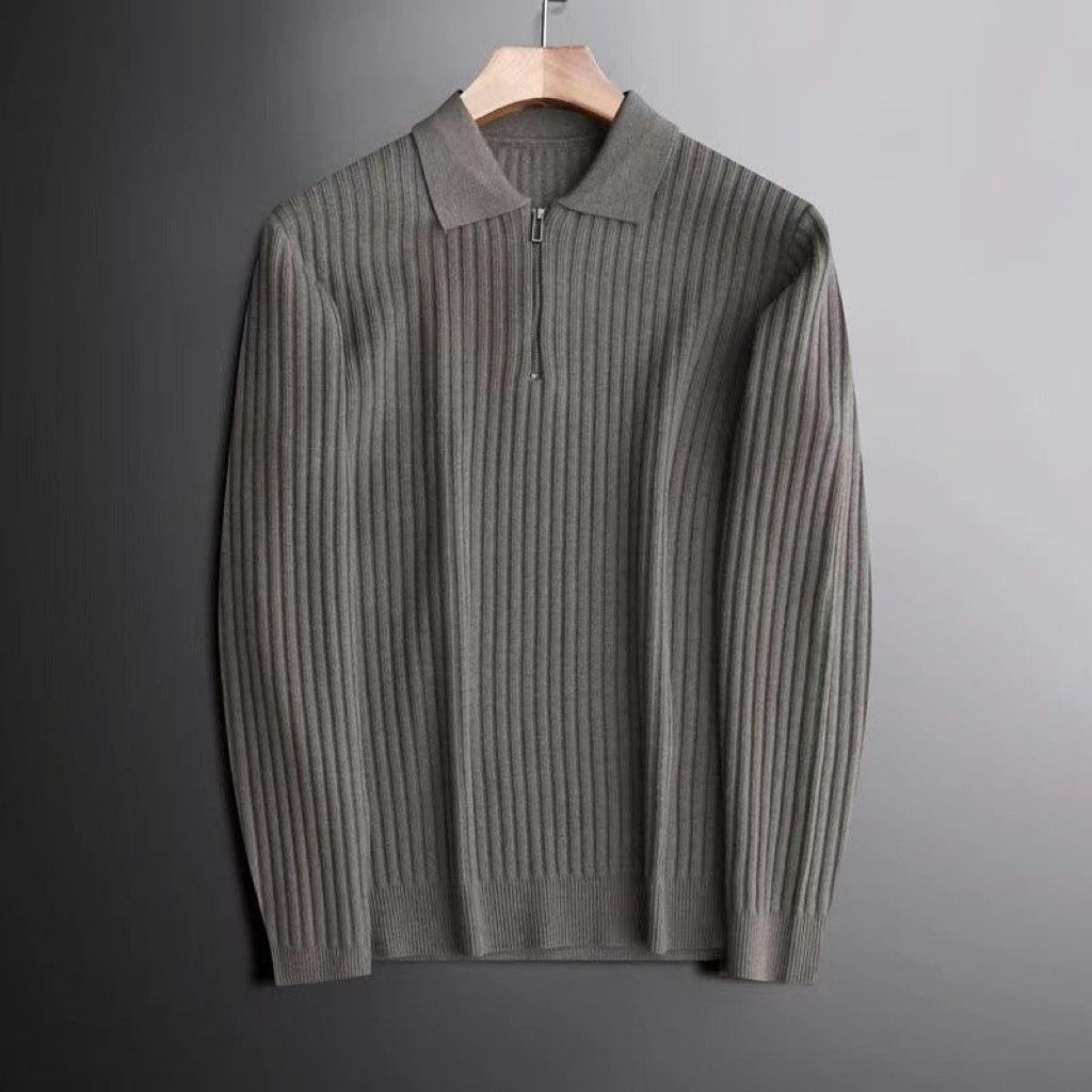 Lapel Knitted Polo Shirt Warm Bedford Cord Sweater Men's Half Zipper Knitted Top ac4d4f4d 8099 4a6e 9aa6 226765b21bcf