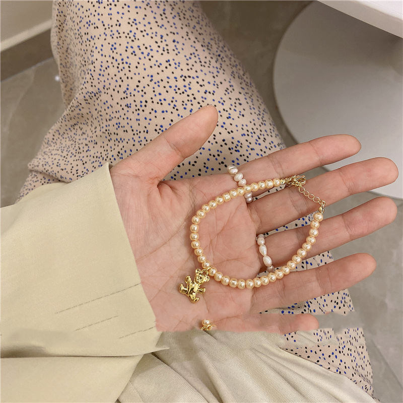 Geometric Bear Pearl Necklace Girlish Color Bear Pearl Temperament ac5b25ad 64da 4261 9424 a3dc59d8894c