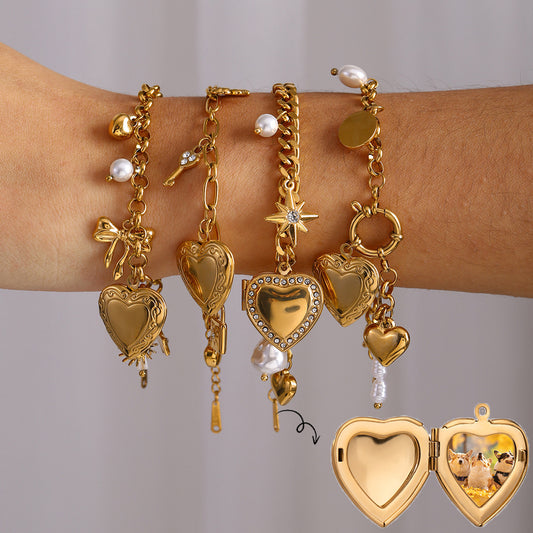 Love Chain Bracelet Fashion Titanium Steel Pearl Bow Bracelet ac8073bb cbe5 419c be2e 2f99f5b6fc1e