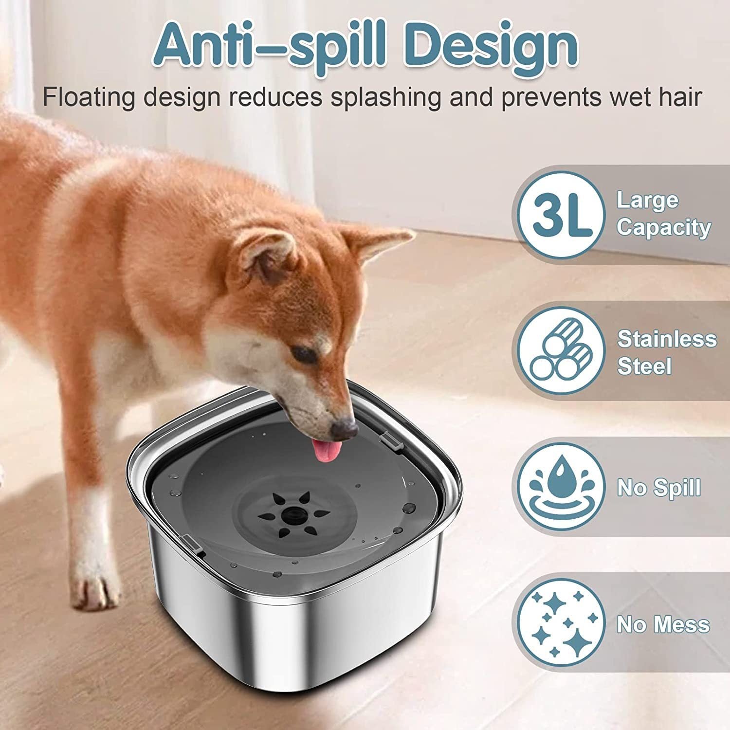 Pet Stainless Steel Water Bowl Large Capacity Floating acaa7fdf d938 4294 9788 18b187b03b4d