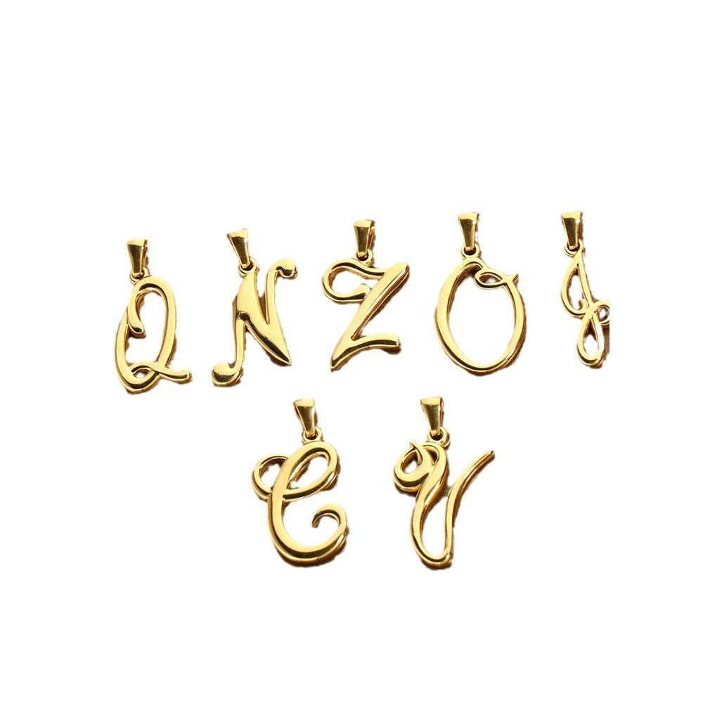 Simple Elegant Necklace Stainless Steel 18K Gold Mini English Letter Pendant acb9f665 8fa0 4b65 919f 13fe2f156704