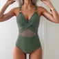 One-piece Swimsuit Women's Pure Color Mesh Bikini Swimsuit ad187783 2d86 4b29 bf61 64aa03f118f4