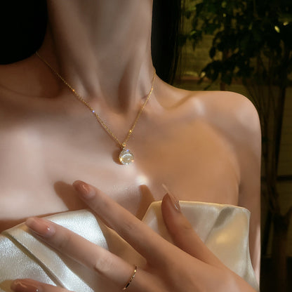 Rotatable Opal Titanium Steel Necklace Female Wild Simple Clavicle Chain ad1eaa5c bd17 4370 a4d2 954c2468b29a