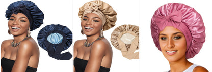 Double-layer Satin Ribbon Round Cap Bow Artificial Silk Beauty Hair Care Wide-brimmed Hat ad393afc ac72 42ef b2c4 21a3c962a99