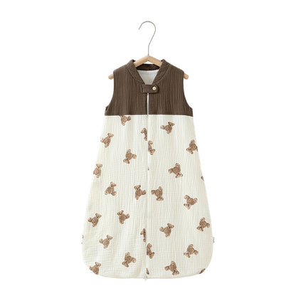 Baby Sleeping Bag Double Layer Patchwork Stand-up Collar Gauze Waistcoat Sleeping Bag ad47c133 00c2 4bdf 9eec 1052c6305755