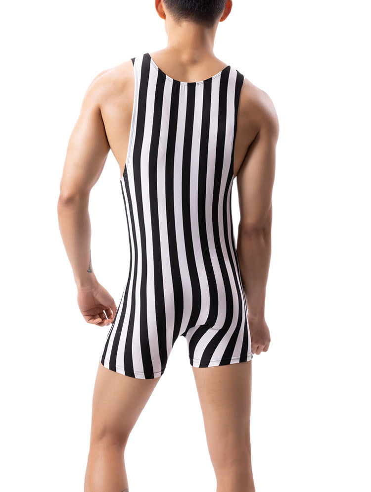 Men's New One-piece Vertical Striped Pajamas Sports Jumpsuit ad7ab0bf 16bf 45b6 9bdd e858605726b3