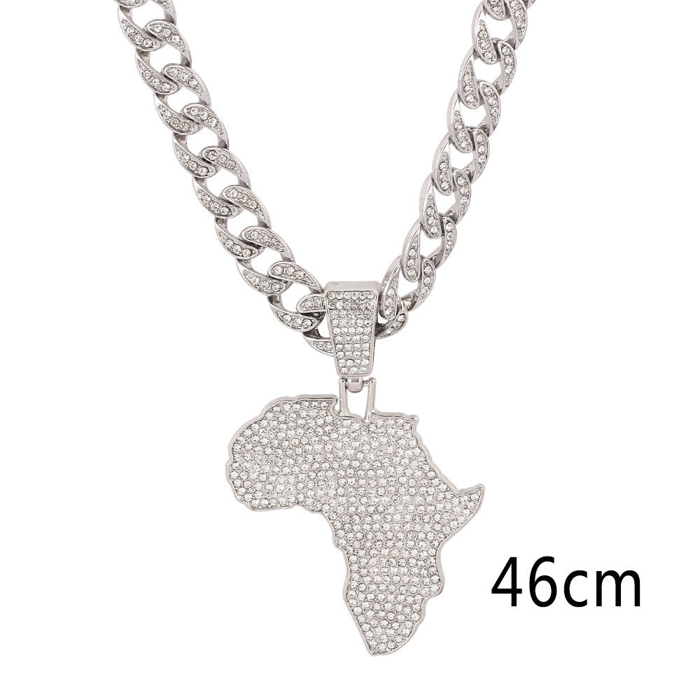Africa Map Cuba Chain Diamond Personality Fashion Pendant Necklace ad992d03 4916 4ef3 bf77 d0c6dfeb1f10