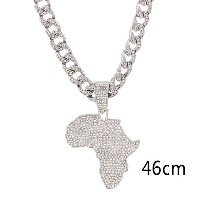 Africa Map Cuba Chain Diamond Personality Fashion Pendant Necklace ad992d03 4916 4ef3 bf77 d0c6dfeb1f10