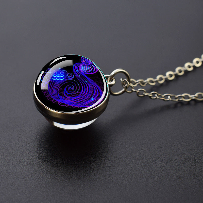 Luminous 12 Constellation Necklace 20mm Silver Creative ada4ce42 f49d 47bf 8a24 bb5d8b204b12