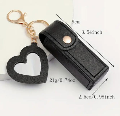 Glass Mirror Keychain Pendant Cross-border Pu Love Lipstick Pack