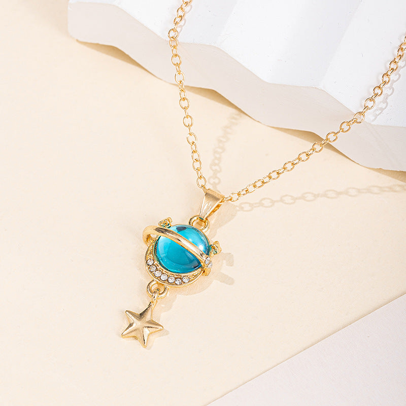 Fashion Diamond Planet Pendant Alloy Necklace For Women adc39dcc 8aec 453c bcfb 428e957a2642