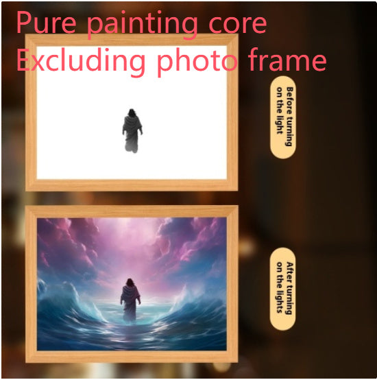 Jesus LED Light Painting Home Decoration Light Painting Photo Frame Led Night Light Room Decor Christmas Gifts Moon Lamp adc5