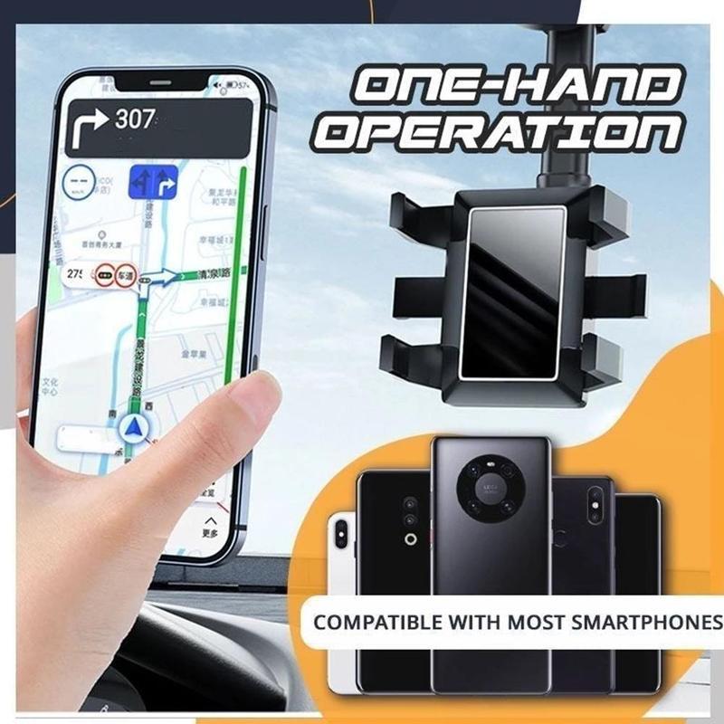 Rearview Mirror Phone Holder For Car Rotatable And Retractable Car Phone Holder Multifunctional 360 Rear View Mirror Phone Ho