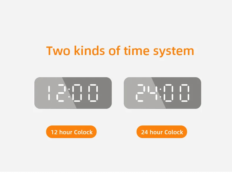 LED Electric Alarm Clock With Wireless Charger Desktop Digital Despertador Thermometer Clock HD Mirror Clock Watch Table Decor