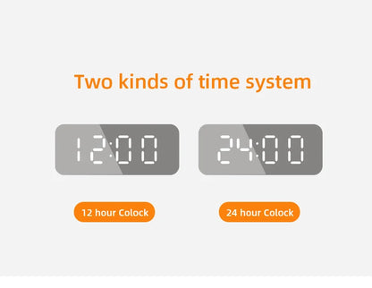 LED Electric Alarm Clock With Wireless Charger Desktop Digital Despertador Thermometer Clock HD Mirror Clock Watch Table Decor