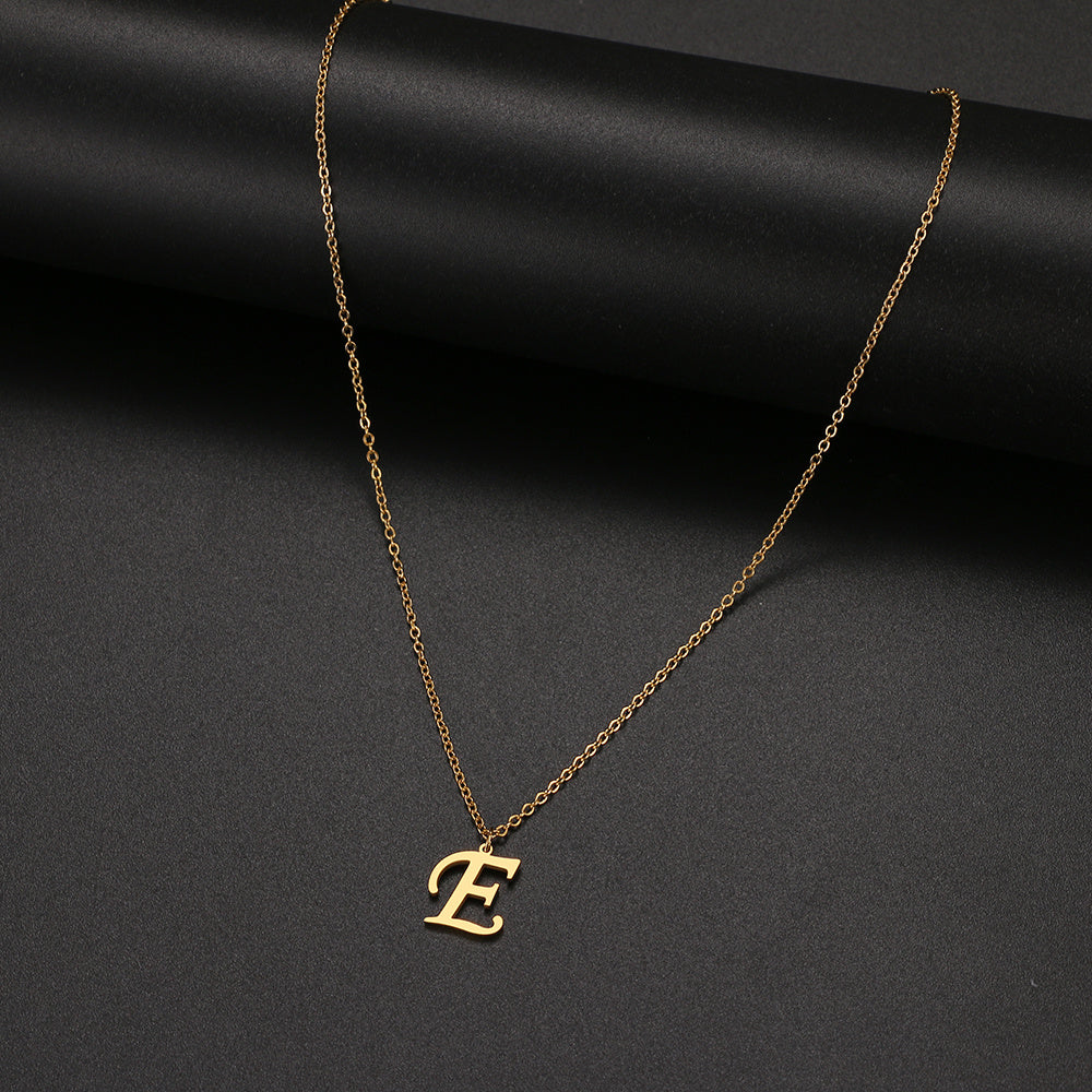 Stainless Steel Accessories Clavicle Chain European And American Titanium Steel Simple 26 English Letter Necklace Female ae3e