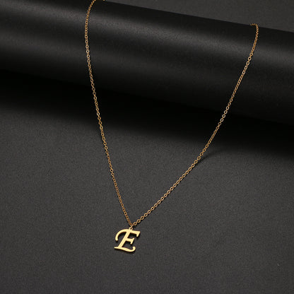 Stainless Steel Accessories Clavicle Chain European And American Titanium Steel Simple 26 English Letter Necklace Female ae3e