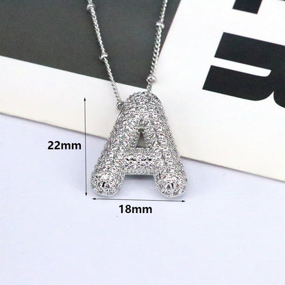 Brass Zircon Bubble Balloon Letter Pendant Necklace For Women ae545c5f 2078 42a2 b85d 4d67af7679fe