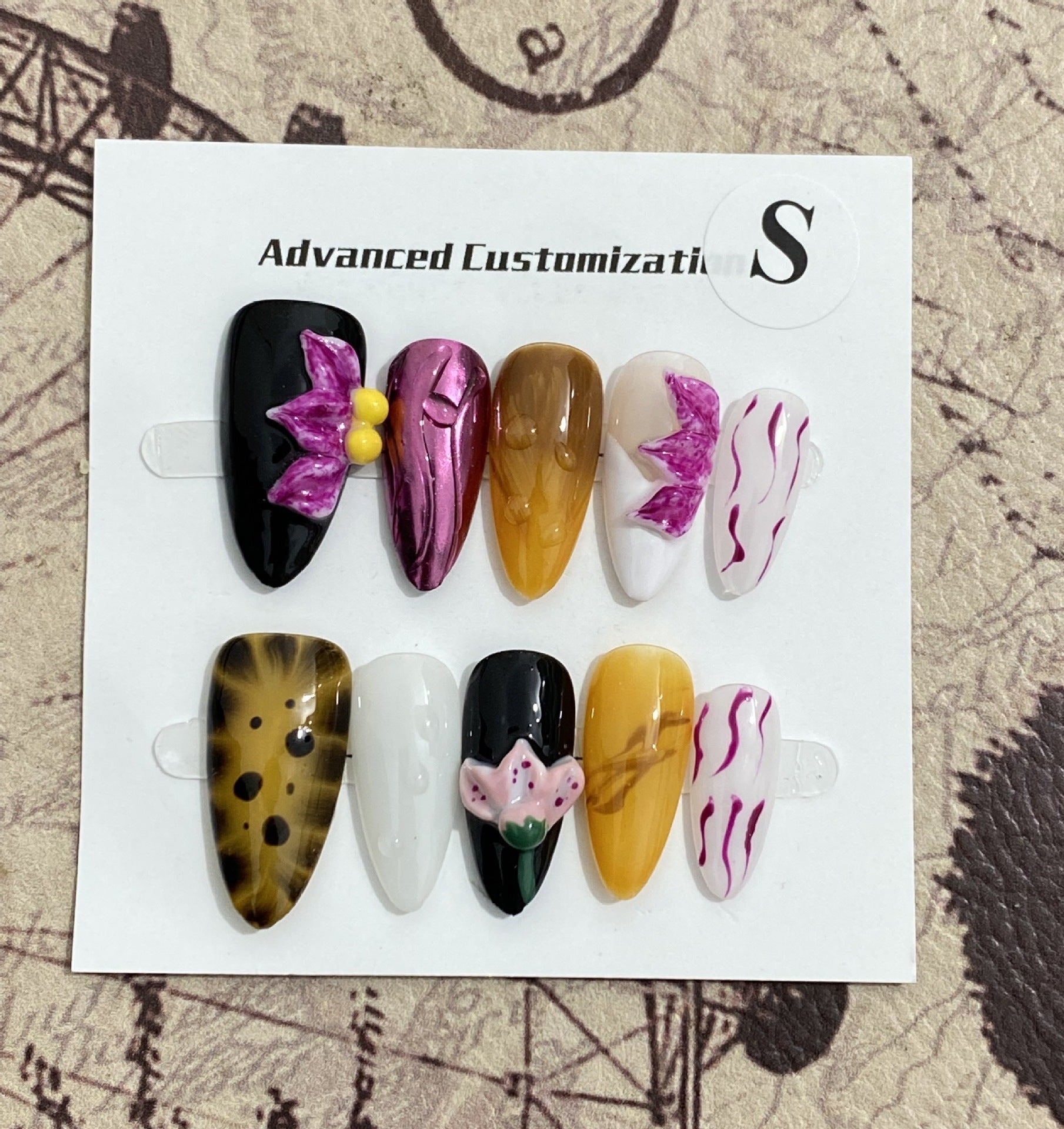 Three-dimensional Carved White High-grade Mid-length Manicure Wear Nail ae613720 b7f5 4a07 b91f e664f430a50e