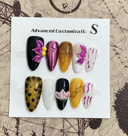 Three-dimensional Carved White High-grade Mid-length Manicure Wear Nail ae613720 b7f5 4a07 b91f e664f430a50e