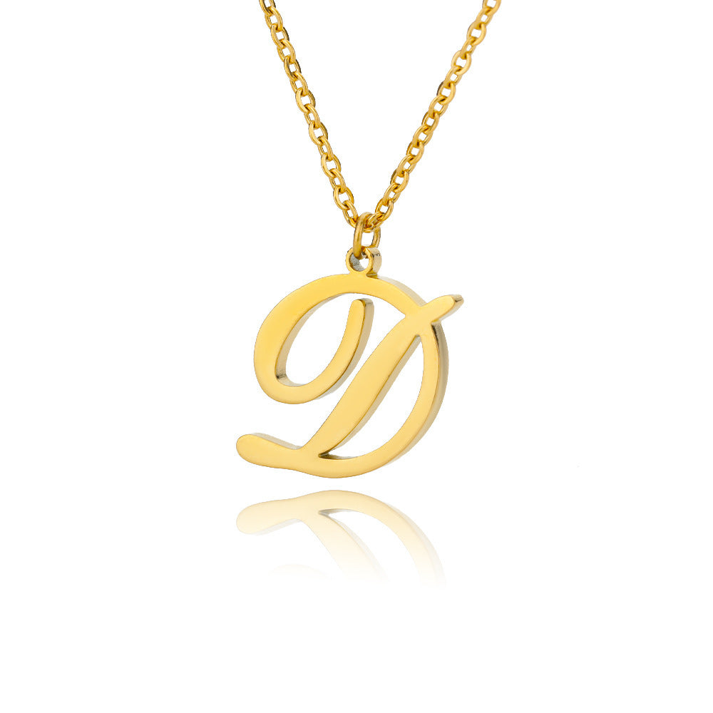 Stainless Steel 26 English Letter Necklace ae6fb516 2fc7 43af 9d23 62643ba73316
