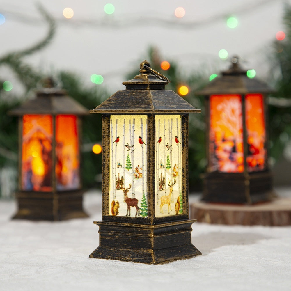Christmas Portable Oil Lamp Santa Claus LED Night Lights Battery Powered Indoor Outdoor Hanging Lanterns Festive Party Decora