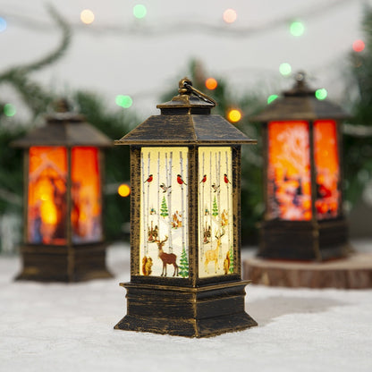 Christmas Portable Oil Lamp Santa Claus LED Night Lights Battery Powered Indoor Outdoor Hanging Lanterns Festive Party Decora