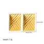 European And American Stainless Steel 18K Gold Rectangular Twill Symmetrical Eye-catching Large Studs Retro ae92d284 7530 4b8