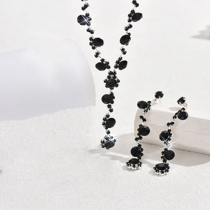 Fashion Crystal Necklace Ear Stud Bracelet Jewelry Accessories