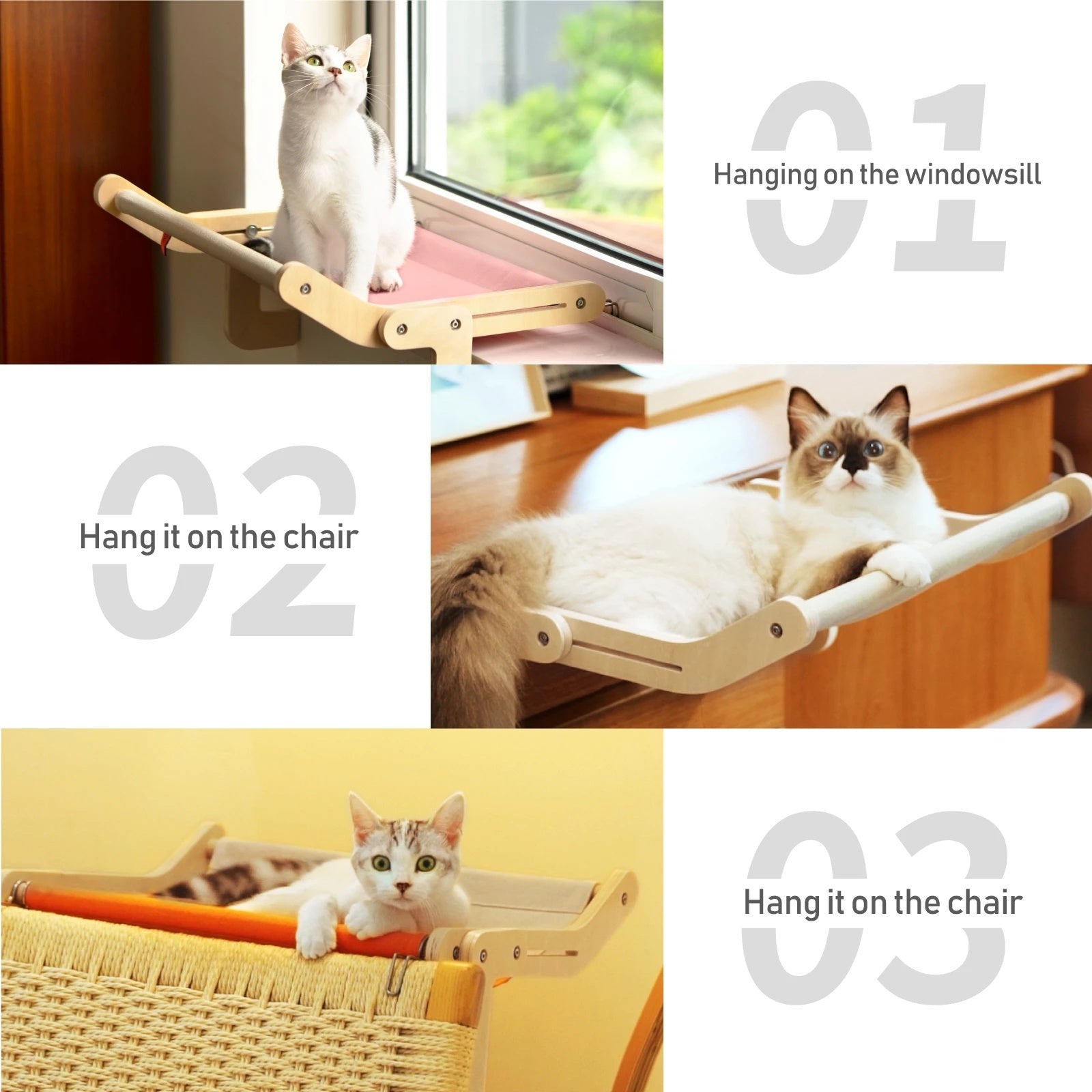 Mewoofun Pet Cat Window Perch 4 Color Wooden Assembly Hanging Bed Cotton Canvas Easy Washable Multi-Ply Plywood New Dropshipp