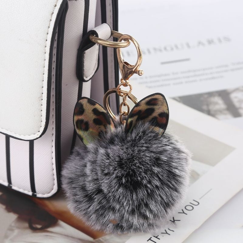 Leopard Print Small Ears Fur Ball Keychain aec3cfd1 49be 49bc bdb1 6aca044abff4