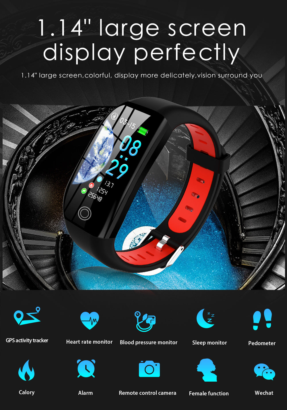 Цветной экран F21 Smart Bracelet Monitor Sleep
