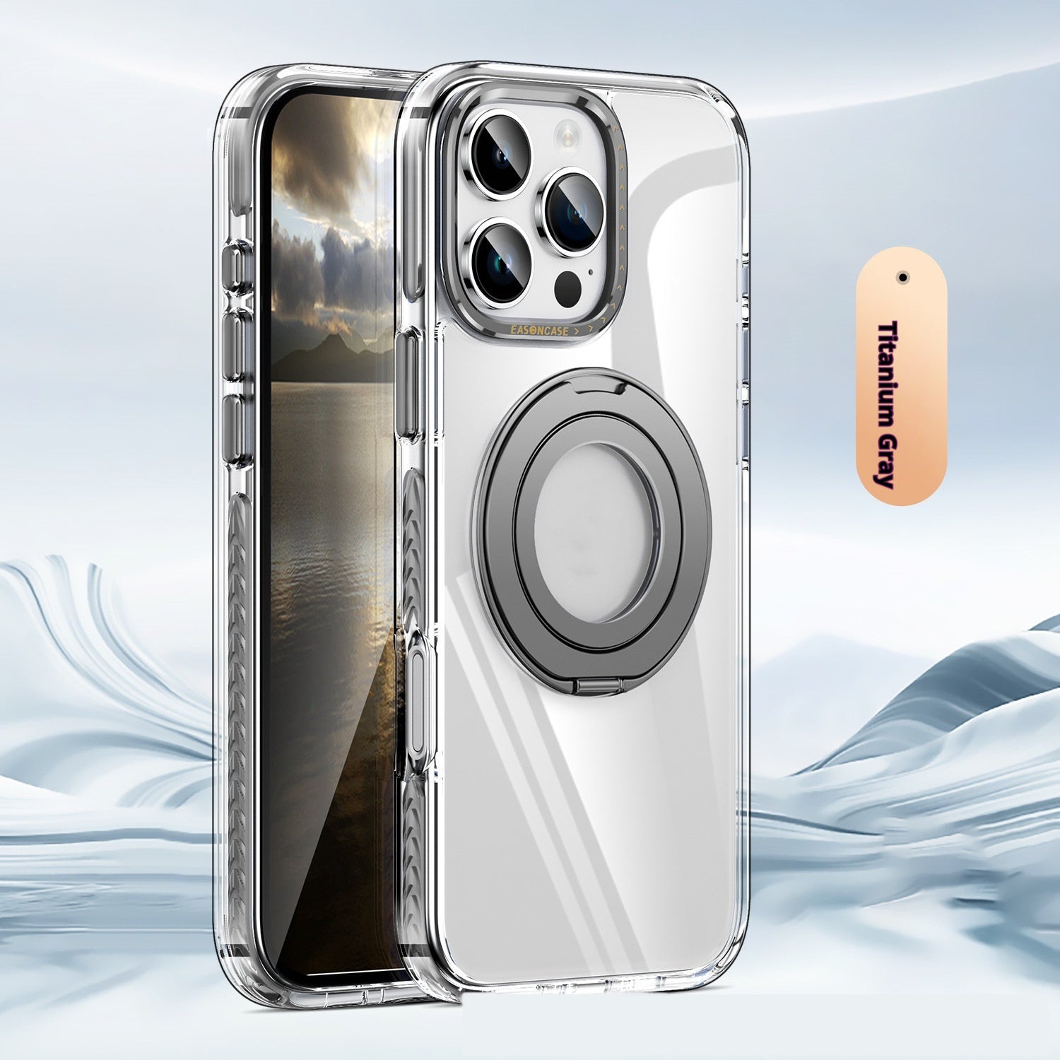 Phone Case Transparent 360 Magnetic Rotating Bracket Drop-resistant - 图片 12