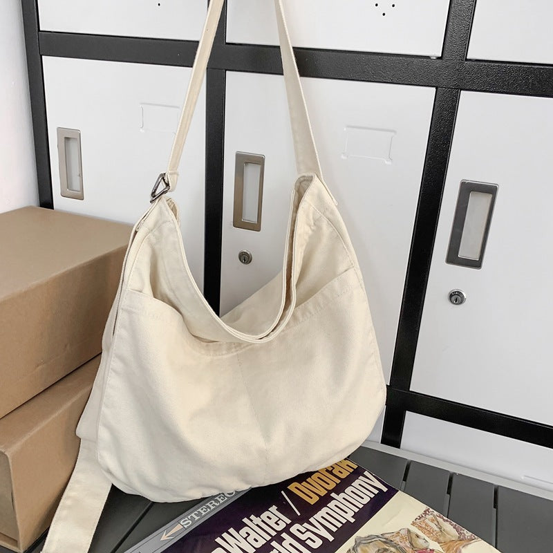 Women's Large Capacity Idle Style Artistic Simple Canvas Bag School College Students af0ada92 d42e 4f1e 8743 30d2020dc267