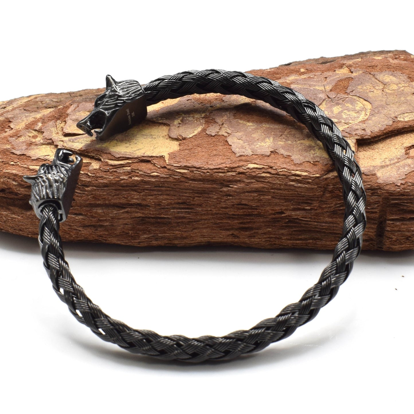 Stainless Steel Viking Wolf Head Opening Braided Bracelet af209176 699c 4811 91cd 9a843faba4cb