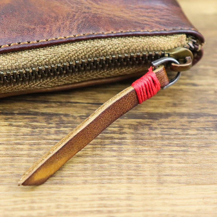 Textured Wear-resistant Genuine Leather Vintage Unisex Mini Purse af2e86eb 3176 4fd7 922b e5145722af1e
