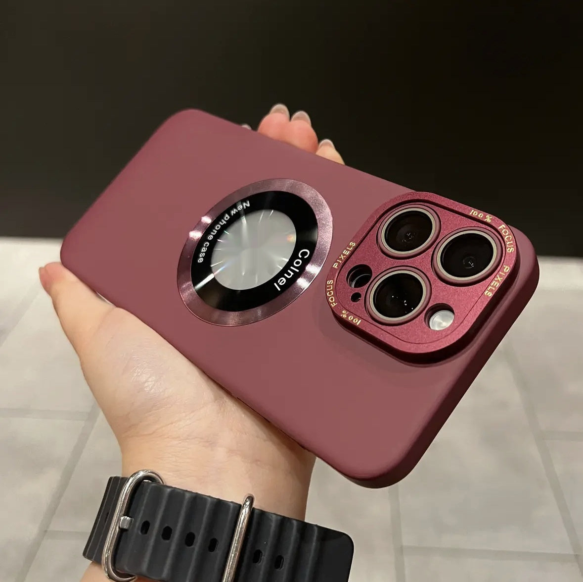 Metal Lens Frame Frosted Phone Case - 图片 8
